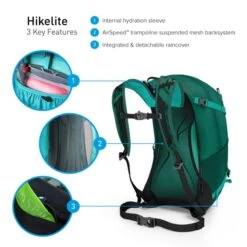 Osprey Hikelite Wandelrugzak - 32 Liter - Zwart -Tassen Winkel osprey hikelite 26 features